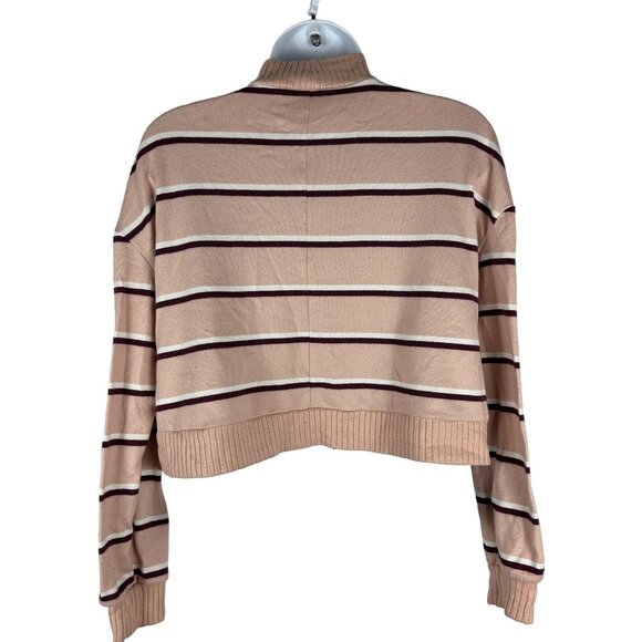 SO Brand Women's Striped Mock Neck Cropped Sweater Size XS Polyester & Spandex - Picture 2 of 5